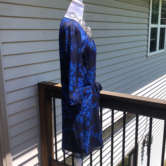 Navy Floral Shirt Dress by Express - Picture 13 of 16